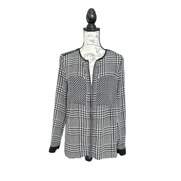 Michael Kors Sheer Houndstooth Top with Gold Zippers Small - Picture 1 of 7